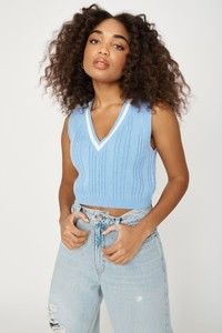 Garage Blue Cropped Mini Sweater Vest